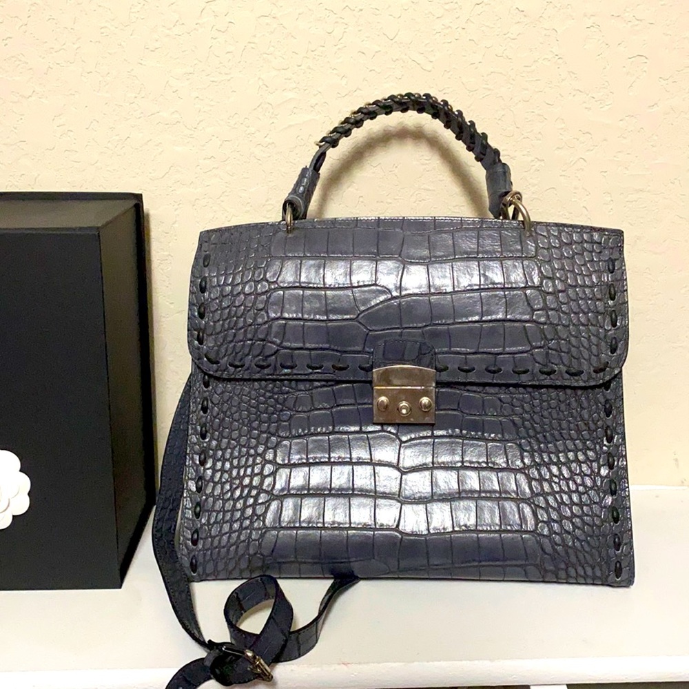 Faux croc leather bag